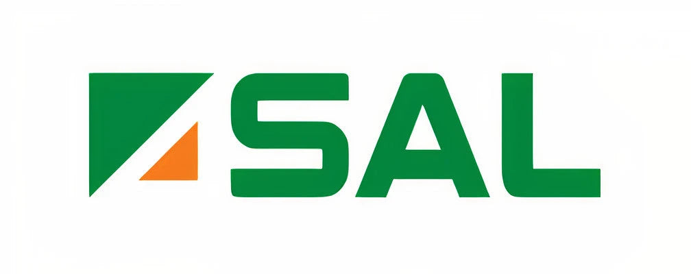 Green and orange SAL brand logo featuring a triangular icon next to bold green lettering on a white background