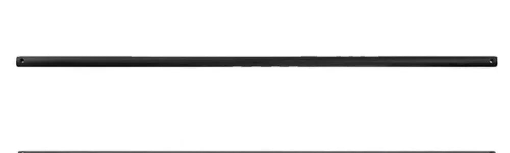 Smooth matte black cylindrical downrods with pre-drilled mounting holes at each end