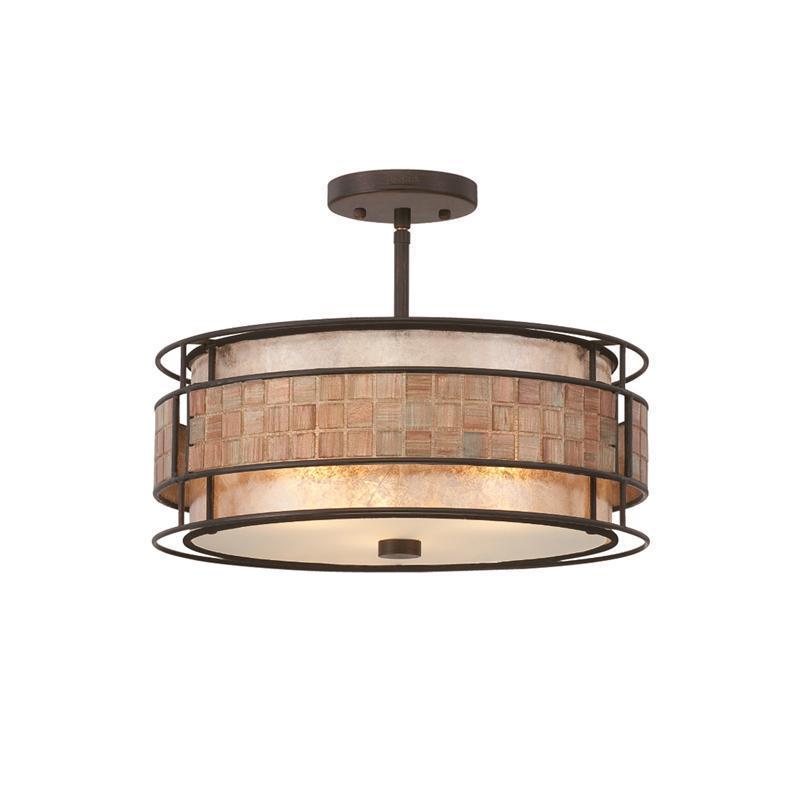 Elstead Laguna Semi-Flush Ceiling Light 3Lt E27 in Copper Elstead