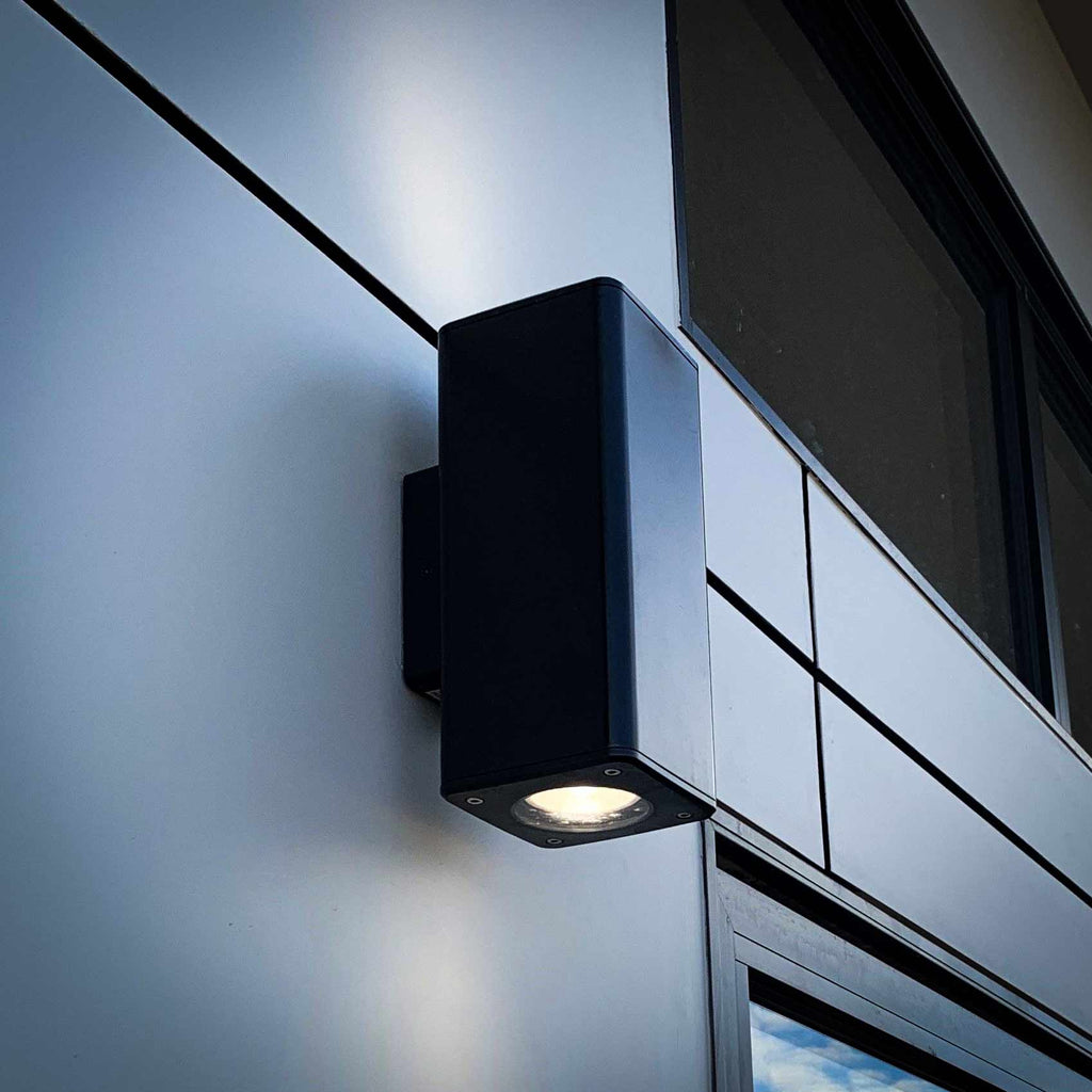 Architectural 2 Light LED Outdoor Up/Down Wall Light Square in Black ...