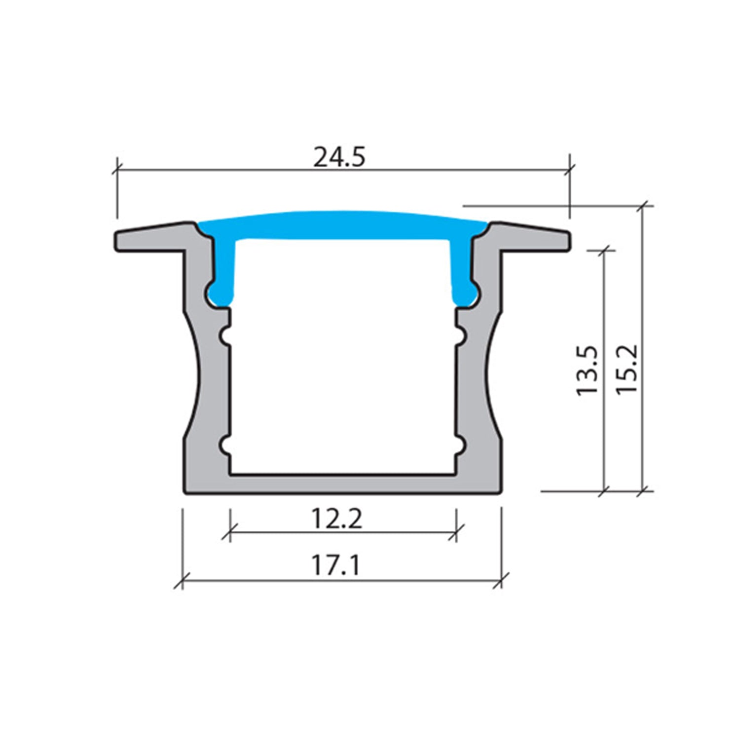 25mm x 15mm LED Channel 140 Medium Depth Recessed Profile in Black, Si ...